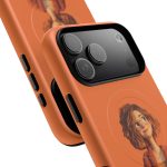 Orange Cozy Cartoon Girl Magnetic Phone Case — Tough Protective Cover