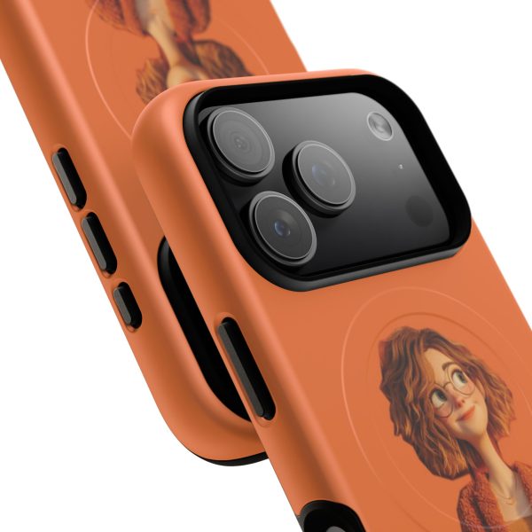 Orange Cozy Cartoon Girl Magnetic Phone Case — Tough Protective Cover