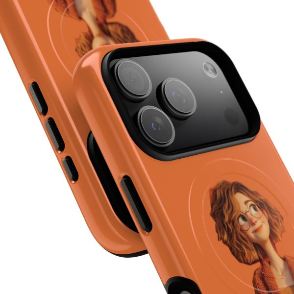 Orange Cozy Cartoon Girl Magnetic Phone Case — Tough Protective Cover