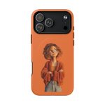 Orange Cozy Cartoon Girl Magnetic Phone Case — Tough Protective Cover