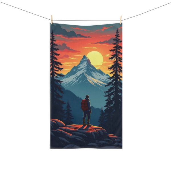 Hand Towel — Sunset Mountain Hiker Scenic Camping Bathroom Towel