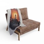 Lighthouse Fingerprint Fleece Blanket — Nautical Sunset Throw