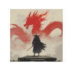 Samurai & Red Dragon Face Towel — Asian Warrior Hooded Print
