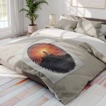 Lighthouse Fingerprint Fleece Blanket — Nautical Sunset Throw