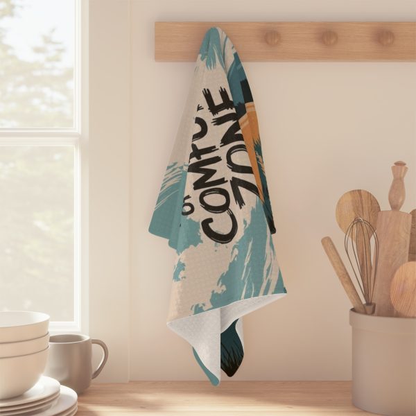 Adventure Tea Towel — "Life Begins at the End of Your Comfort Zone" Motivational Kitchen Towel