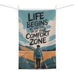 Adventure Tea Towel — "Life Begins at the End of Your Comfort Zone" Motivational Kitchen Towel