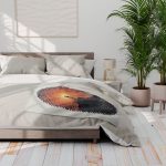 Lighthouse Fingerprint Fleece Blanket — Nautical Sunset Throw