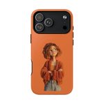 Orange Cozy Cartoon Girl Magnetic Phone Case — Tough Protective Cover
