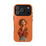 Orange Cozy Cartoon Girl Magnetic Phone Case — Tough Protective Cover