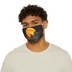 Wolf Howl Face Mask — Moonlit Lone Wolf Illustration