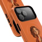 Orange Cozy Cartoon Girl Magnetic Phone Case — Tough Protective Cover