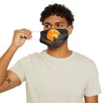 Wolf Howl Face Mask — Moonlit Lone Wolf Illustration